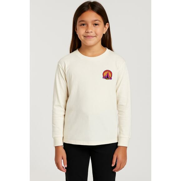 Volcom Werkin Doubles T Shirt Girls Size M Star White Long Sleeve Tee NEW - Picture 1 of 9